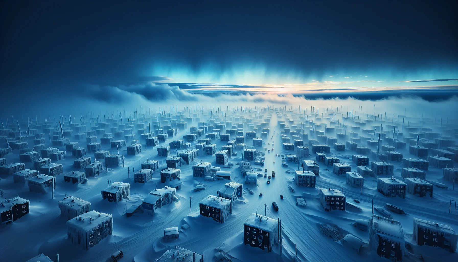 Vue panoramique de Yakoutsk en hiver par -50 degres